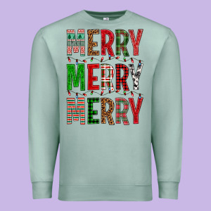 Merry Merry Merry Christmas Premium Sweatshirt Designed By Bundleandbundleshop