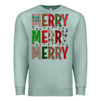 Seafoam Merry Merry Merry Christmas Premium Sweatshirt - BundleAndBundleShop