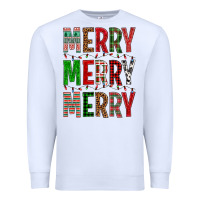 White Merry Merry Merry Christmas Premium Sweatshirt - BundleAndBundleShop