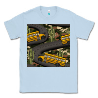 Dusty Blue cactus camouflage school bus seamless pattern Classic Tee - BundleAndBundleShop