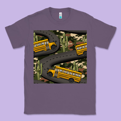 Cactus Camouflage School Bus Seamless Pattern Classic Tee Designed By Bundleandbundleshop
