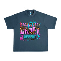 Midnight Navy eat sleep craft repeat Urban Heavy Tee - AdoDesignShop