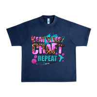 Navy eat sleep craft repeat Urban Heavy Tee - AdoDesignShop