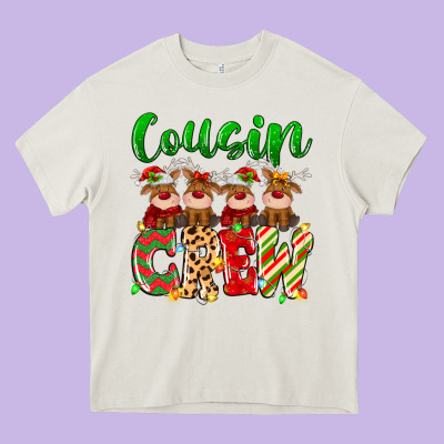 Cousin Crew Christmas Deer Heavy Core Tee Designed By Maliassmallbusiness