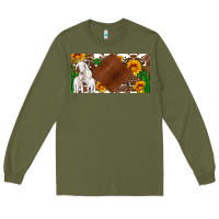 Army Green baby goats and sunflower and cactus with cowhide license plate Long Sleeve Tee - Artiststas