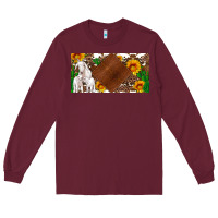 Burgundy baby goats and sunflower and cactus with cowhide license plate Long Sleeve Tee - Artiststas