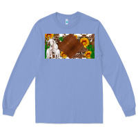 Colony Blue baby goats and sunflower and cactus with cowhide license plate Long Sleeve Tee - Artiststas
