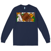 Navy baby goats and sunflower and cactus with cowhide license plate Long Sleeve Tee - Artiststas