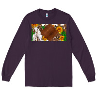 Plum baby goats and sunflower and cactus with cowhide license plate Long Sleeve Tee - Artiststas
