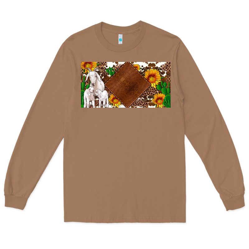 Baby Goats And Sunflower And Cactus With Cowhide License Plate Long Sleeve Tee by Artiststas | Teevron