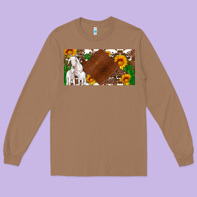 Baby Goats And Sunflower And Cactus With Cowhide License Plate Long Sleeve Tee Designed By Artiststas
