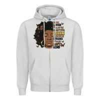 Dove Grey afro woman smart loved powerful Zipper Hoodie - MaliasSmallBusiness