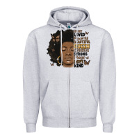 Heather Grey afro woman smart loved powerful Zipper Hoodie - MaliasSmallBusiness