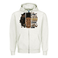 Oatmeal Heather afro woman smart loved powerful Zipper Hoodie - MaliasSmallBusiness