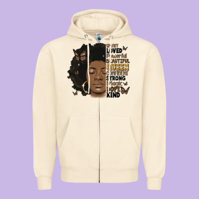 Afro Woman Smart Loved Powerful Zipper Hoodie Designed By Maliassmallbusiness