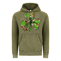 Vintage Olive Cowhide leopard shamrock 4th of july Vintage Hoodie - Neo Western