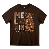 Chocolate Brown melanin christmas with christmas tree Heavy Core Tee - MaliasSmallBusiness