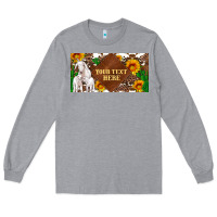 Heather Grey (preview)baby goats and sunflower and cactus with cowhide license plat Long Sleeve Tee - Artiststas