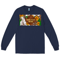 Navy (preview)baby goats and sunflower and cactus with cowhide license plat Long Sleeve Tee - Artiststas