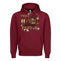 Burgundy made with melanin always poppin Zipper Hoodie - MaliasSmallBusiness