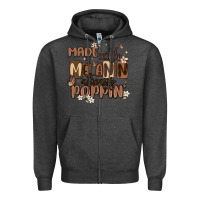 Charcoal Heather made with melanin always poppin Zipper Hoodie - MaliasSmallBusiness
