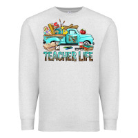 Oatmeal Heather Teacher Life With Truck Premium Sweatshirt - BundleAndBundleShop