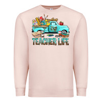 Pale Pink Teacher Life With Truck Premium Sweatshirt - BundleAndBundleShop