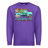 Purple Teacher Life With Truck Premium Sweatshirt - BundleAndBundleShop