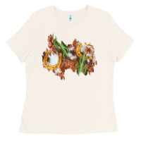 Bone horseshoe cowhide cactus patch Ladies Tee - AdoDesignShop