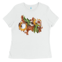 White horseshoe cowhide cactus patch Ladies Tee - AdoDesignShop