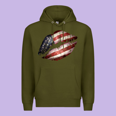 American Flag Lips Premium Hoodie Designed By Bettercallsaul