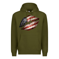 Army Green American Flag Lips Premium Hoodie - Bettercallsaul