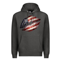 Charcoal Heather American Flag Lips Premium Hoodie - Bettercallsaul