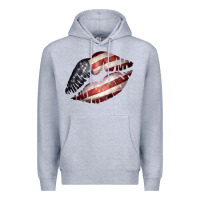 Heather Grey American Flag Lips Premium Hoodie - Bettercallsaul