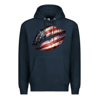 Navy American Flag Lips Premium Hoodie - Bettercallsaul