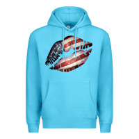 Ocean Blue American Flag Lips Premium Hoodie - Bettercallsaul