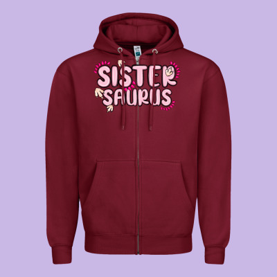 Sister Saurus Zipper Hoodie Designed By Maliassmallbusiness