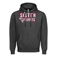 Charcoal Heather sister saurus Zipper Hoodie - MaliasSmallBusiness