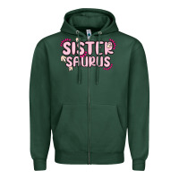 Sports Green sister saurus Zipper Hoodie - MaliasSmallBusiness