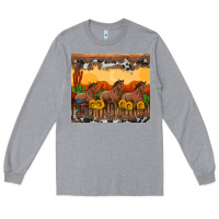 Heather Grey western horses and  sunset with sunflowers Long Sleeve Tee - Artiststas