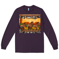 Plum western horses and  sunset with sunflowers Long Sleeve Tee - Artiststas