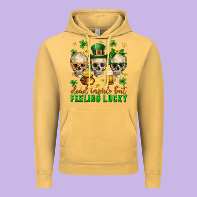 Dead Inside But Feeling Lucky St. Patricks Day Vintage Hoodie Designed By Neo Western