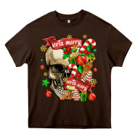 Chocolate Brown sorta merry sorta scary Heavy Core Tee - MaliasSmallBusiness