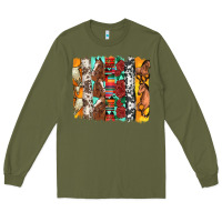 Army Green western horses roses and bullskulls wıth cowhide amd serape brushstro Long Sleeve Tee - Artiststas