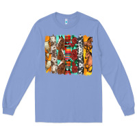 Colony Blue western horses roses and bullskulls wıth cowhide amd serape brushstro Long Sleeve Tee - Artiststas