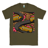 Army Green flower leopard school bus seamless pattern Classic Tee - BundleAndBundleShop