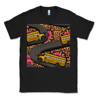 Black flower leopard school bus seamless pattern Classic Tee - BundleAndBundleShop
