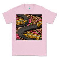 Bubblegum Pink flower leopard school bus seamless pattern Classic Tee - BundleAndBundleShop