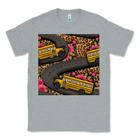 Heather Grey flower leopard school bus seamless pattern Classic Tee - BundleAndBundleShop