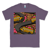 Lavender flower leopard school bus seamless pattern Classic Tee - BundleAndBundleShop
